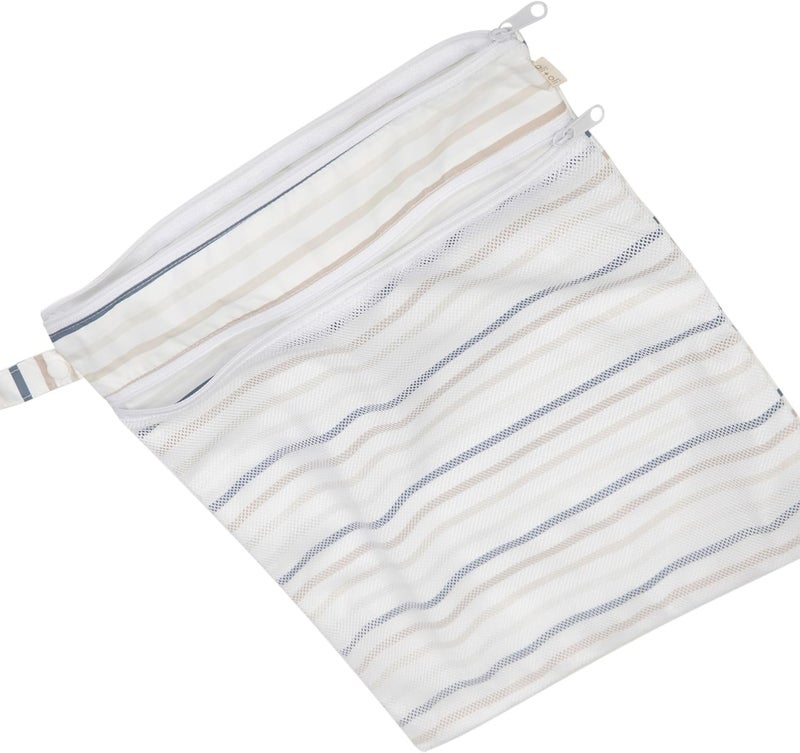 Ali+Oli Water Resistant Dual-Compartment Wet-Dry Bag for Travel, Hook to Stroller, Daycare, Diapers, Diaper Bag, Clutch Bag,15x12 inches (Pin Stripes) - Image 5